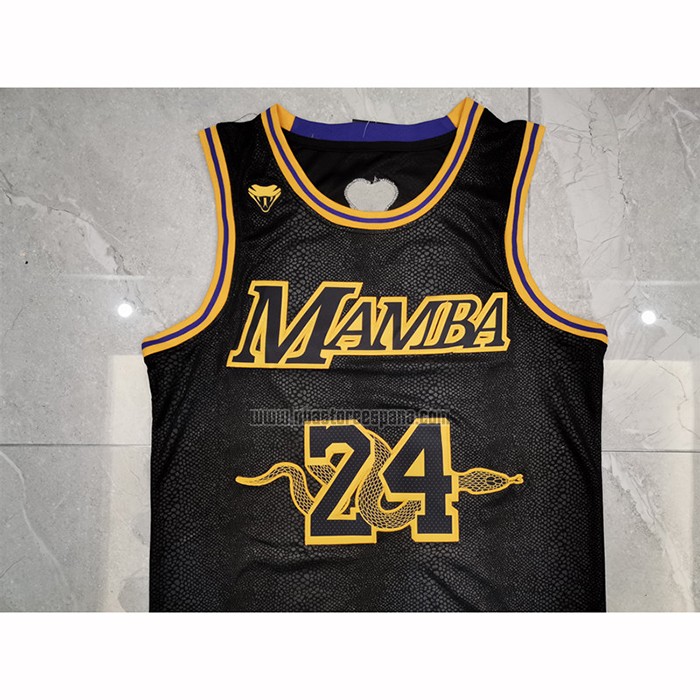Camiseta Los Angeles Lakers Kobe Bryant NO 24 Black Mamba Negro